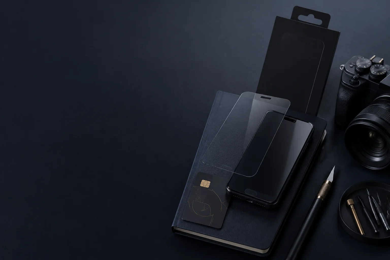 Objets et supports technologiques réunis sur un bureau